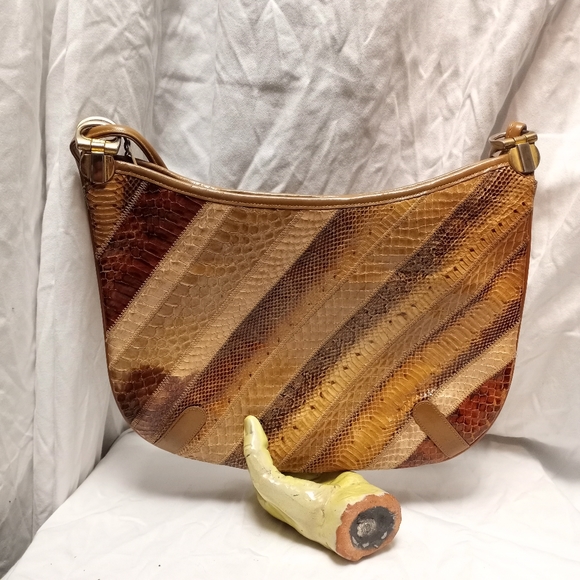 VINTAGE - VARON Multi-colored Snakeskin Hobo Shoulder Bag - Picture 4 of 6